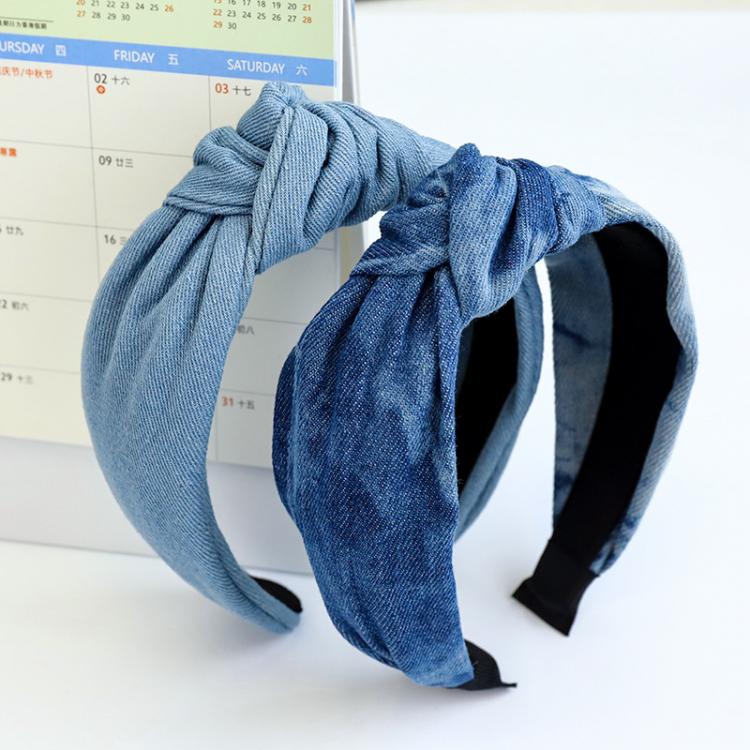 all in one place אביזרי נשים Denim Tie dye Knot Hairband Cross Headband  for Women Girls Hair Accessories