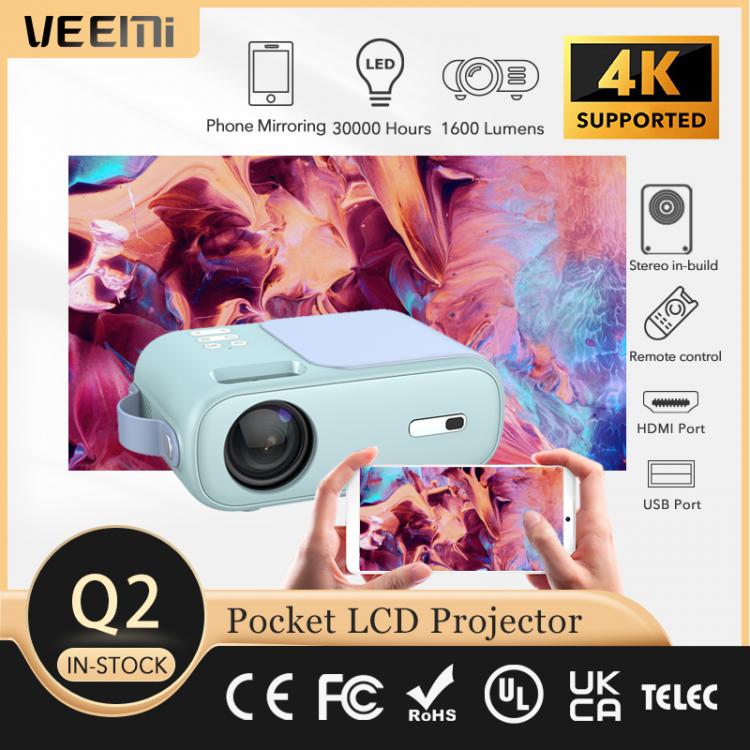 all in one place ביתית VEEMI Q2 Small Pocket LED Projector 480P Portable Wifi Wireless Mirroing Beamer Support 1080P 4k Home Movie Cinema