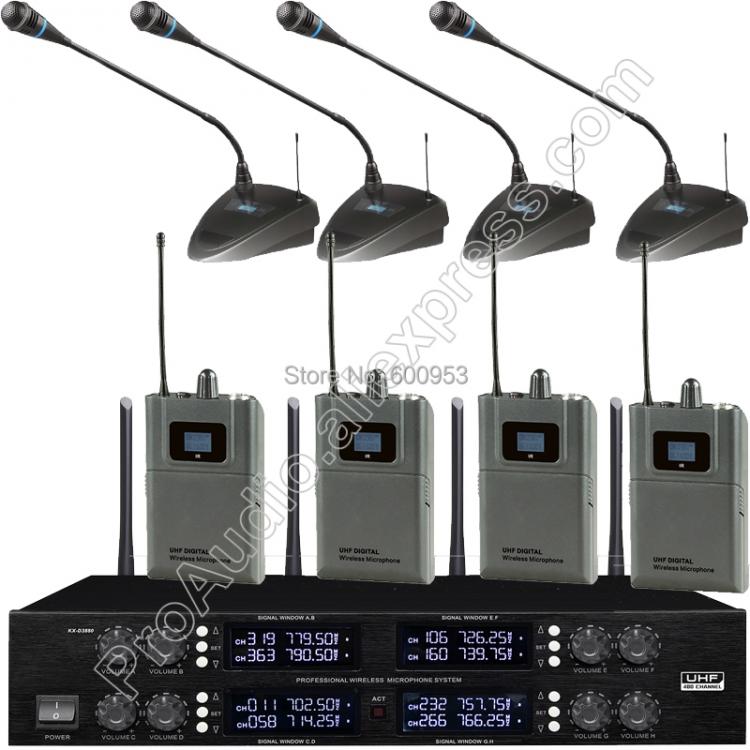 all in one place ביתית MICWL 4 Beltpack Lavalier 4 Desktop Wireless Radio Digital Conference Microphone System