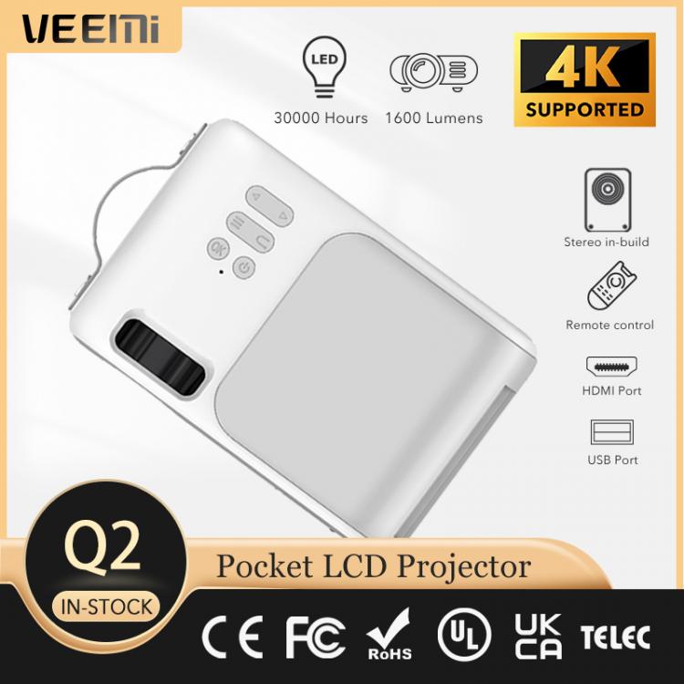 all in one place ביתית VEEMI Q2 Mini Pocket LCD Projector Support 4K 1080P Video Play Proyector Outdoor/Home Movie Game Beamer Free Shipping