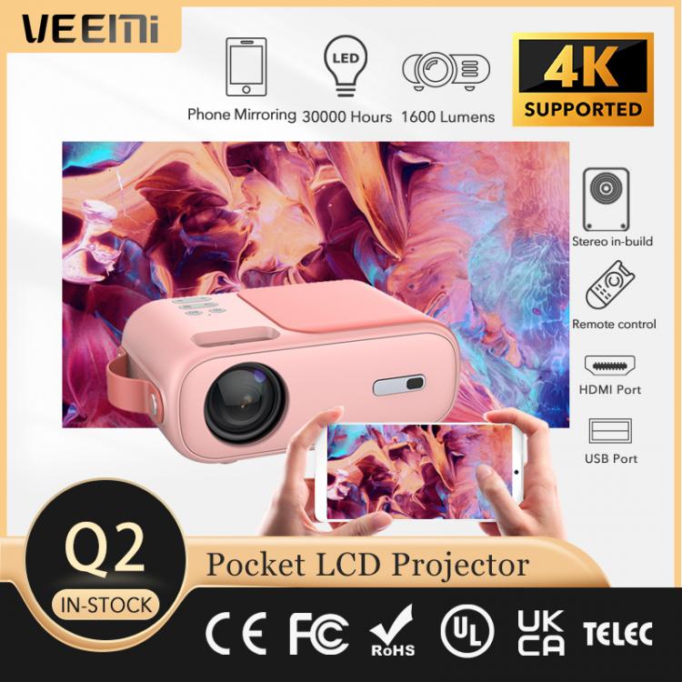 all in one place ביתית VEEMI LED Q2 Phone Wireless Same Screen Version HDMI-Compatible USB AV Mini Projector Home Media Support 4k Video Player
