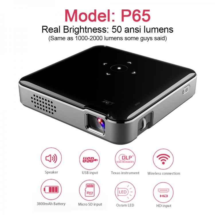 all in one place ביתית 4K Mini Pocket Projector 1080P 854x480 Built-in Speaker Portable Wireless 60 ANSI Lumens DLP 0.3EM 2 Hours Chargeable Projector