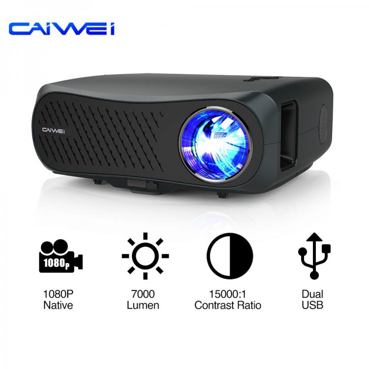 all in one place ביתית CAIWEI A12AB Home Cinema Projector 7200 Lumens Wireless Airplay 10000:1 Contrast Ratio Home Theater Black Color Projector