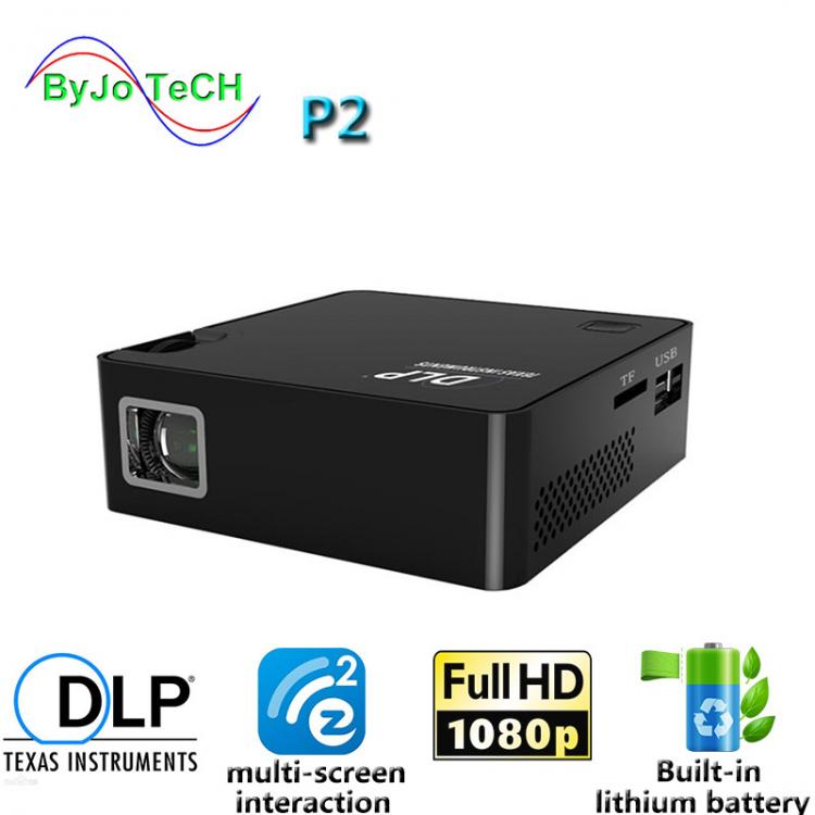 all in one place ביתית ByJoTeCH P2 HD DLP 1920*1080 portable projector Built-in battery With EZcast Wireless Multi screen interactive