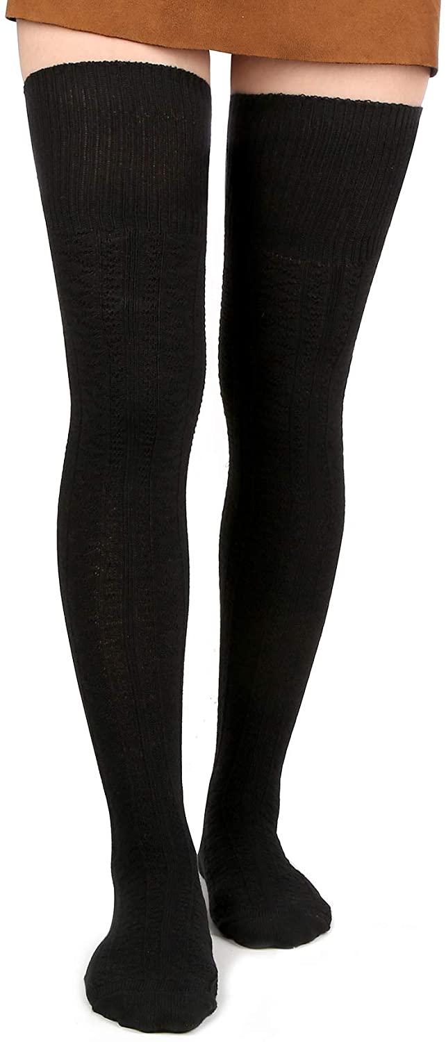 all in one place אביזרי נשים Women Thigh High Socks Extra Long Cotton Knit Warm Thick Tall Long Boot Stockings Leg Warmers