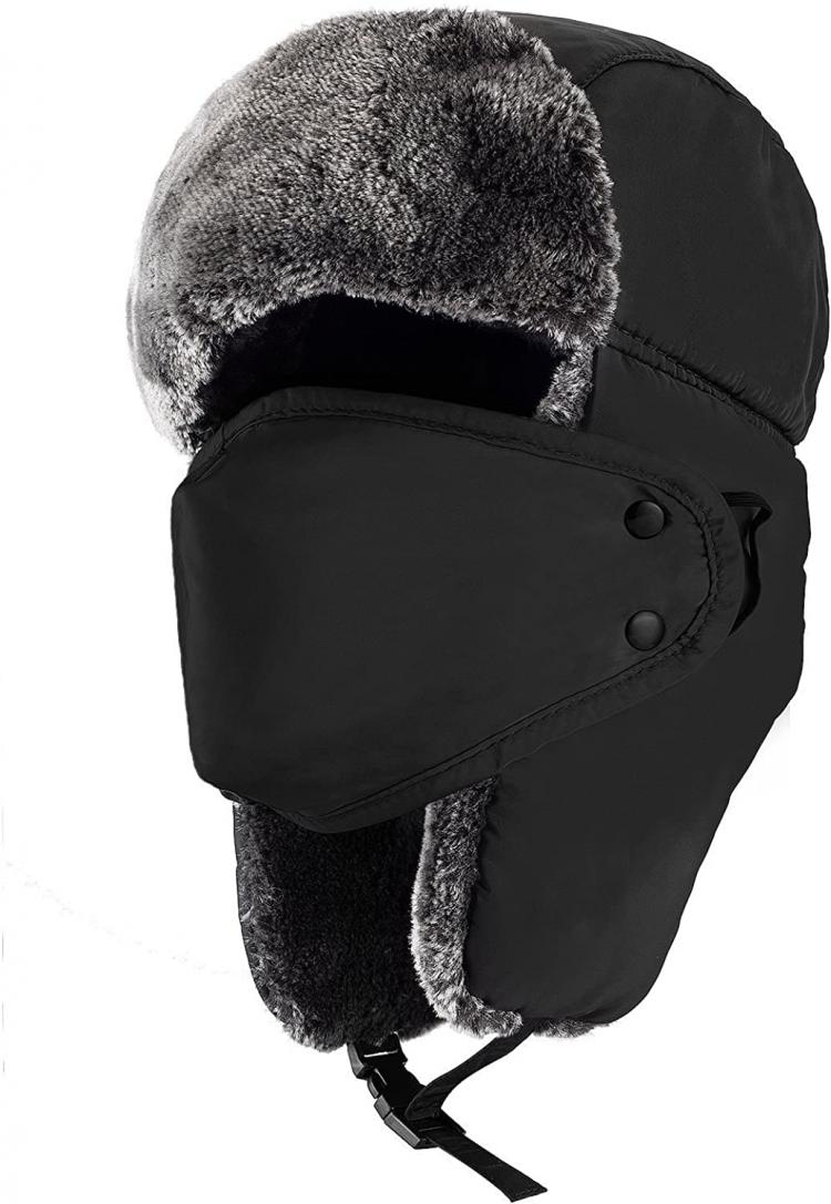 all in one place אביזרי נשים mysuntown Trapper Hat Winter Hats for Men, Trooper Russian Warm Hat with Ear Flaps, Women Ushanka Bomber Fur Hats 22"-24&quot