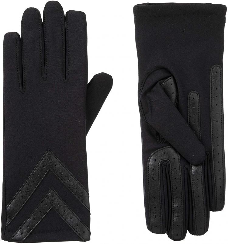 all in one place אביזרי נשים isotoner Womens Spandex Touchscreen Cold Weather Gloves with Warm Fleece Lining and Chevron Details