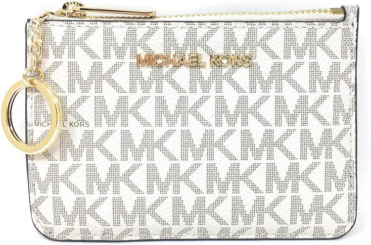 all in one place אביזרי נשים Michael Kors Jet Set Travel Small Top Zip Coin Pouch with ID Holder - PVC Coated Twill (Vanilla)