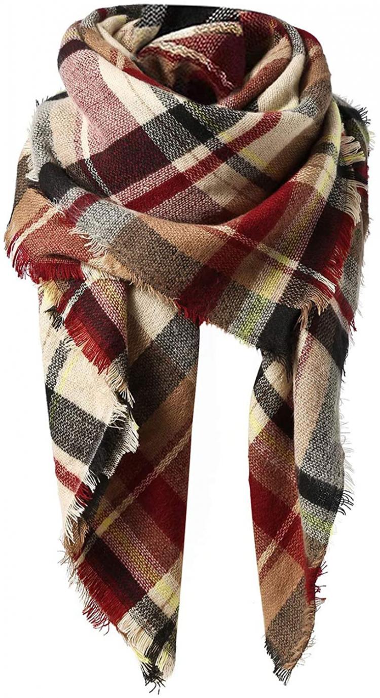 all in one place אביזרי נשים Women's Fall Winter Scarf Classic Tassel Plaid Scarf Warm Soft Chunky Large Blanket Wrap Shawl Scarves