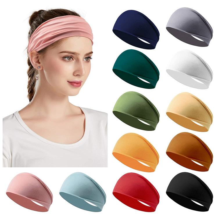all in one place אביזרי נשים 12 Pack Women's Headbands Elastic Hair Bands Workout Running Turban Headwrap Non Slip Sweat Yoga Hair Wrap for Girls