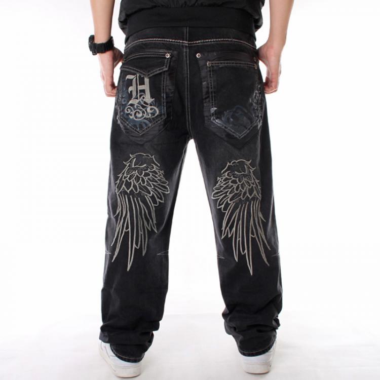 all in one place בגדי גברים Man Loose Baggy Jeans Hiphop Skateboard Denim Pants Street Dance Hip Hop Rap Male Black Trouses Big Size 30-46