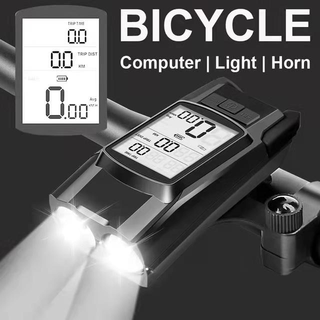 all in one place גאדג'טים Universal Light Mountain Bike Lights 3 in 1 Bicycle LED Headlight Alarm Horn Wireless Computer Bike Front Lamp Cycling Headlight
