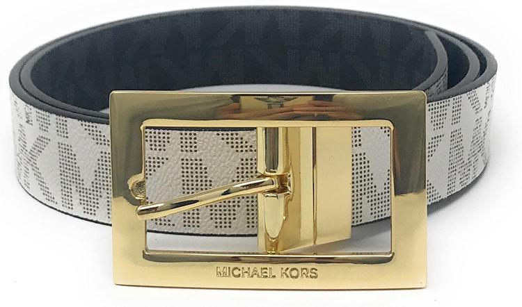 all in one place אביזרי נשים Michael Kors Womens Rectangle Buckle Reversible Mk Logo Belt
