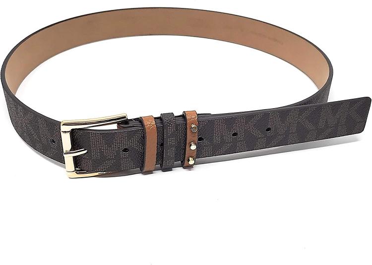 all in one place אביזרי נשים Michael Kors Womens Gold Buckle,Two-Toned Belt,Chocolate/Luggage,Size Medium