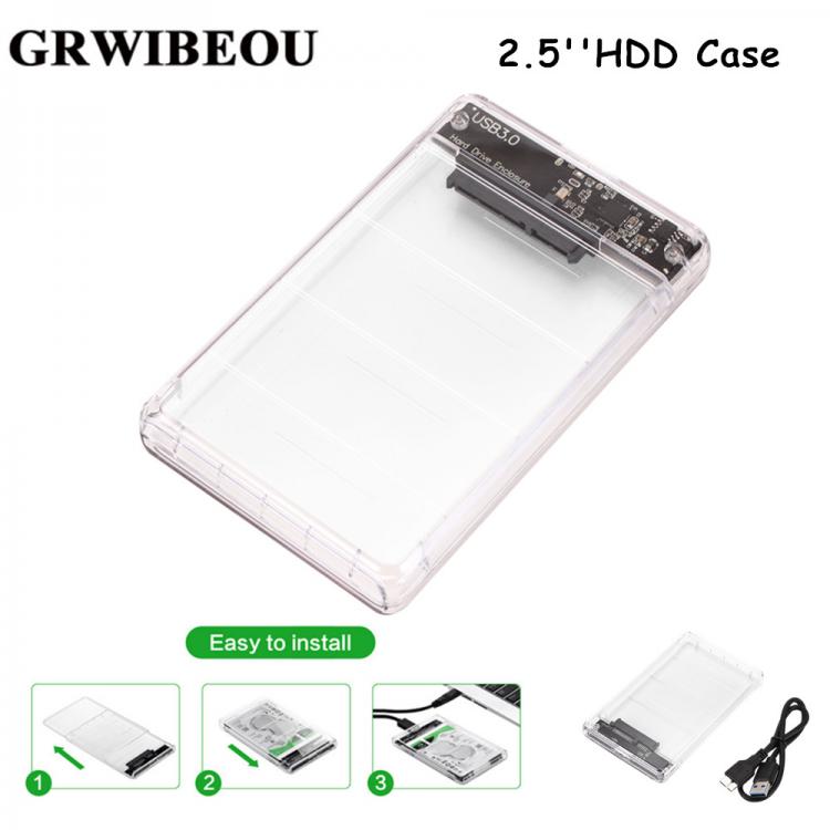 all in one place גאדג'טים Grwibeou USB3.0 HDD Enclosure 2.5inch Serial Port SATA SSD Hard Drive Case Support 2TB transparent Mobile External HDD Case