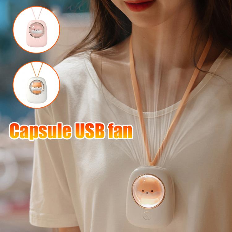 all in one place גאדג'טים Portable Cute Small Fan USB Charging Rechargeable Mini Air-Cooled Bass Space Capsule Hanging Neck Fan Night Light No Page