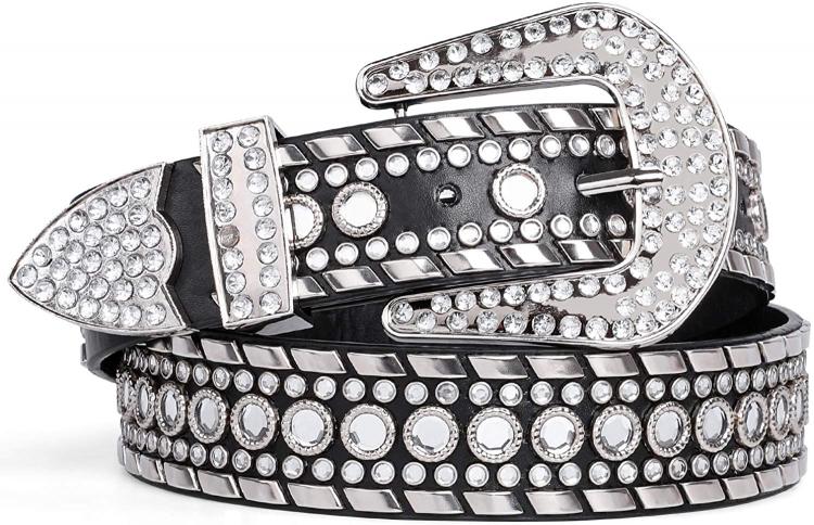 all in one place אביזרי נשים Rhinestone Belt for Women SUOSDEY Western Cowgirl Bling Studded Leather Belt for Jeans Pants