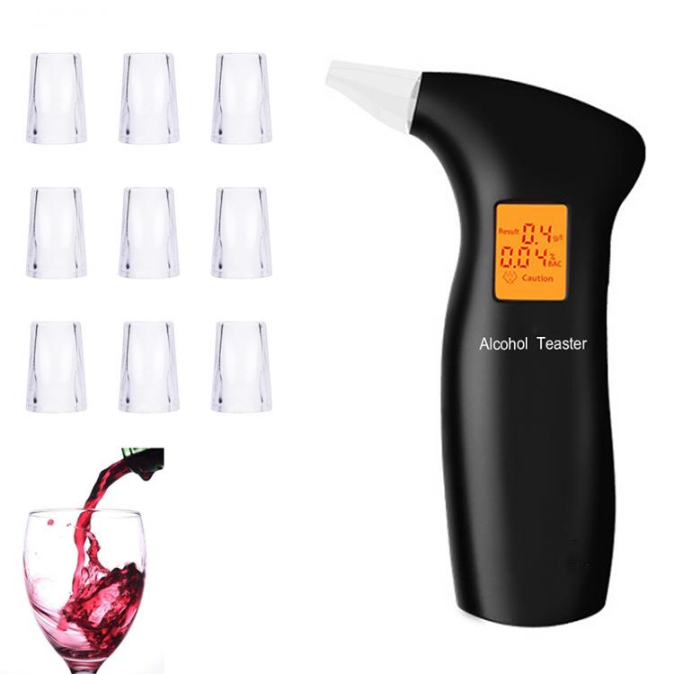 all in one place גאדג'טים Digital Alcohol Tester Professional  Breathalyzer Breath Analyzer Large  LCD Display 10 Pcs Mouthpieces