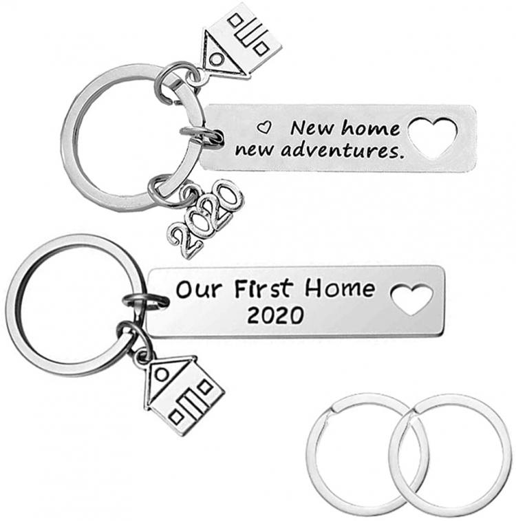 all in one place אביזרי נשים 2 Pcs New Home Keychains, Housewarming Gift Keyring