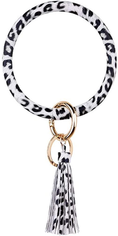 all in one place אביזרי נשים FleurVC Keyring Bracelets-Large Circle Wristlet/Bangle/Keychain with Tassel for Ideal Female Gifts
