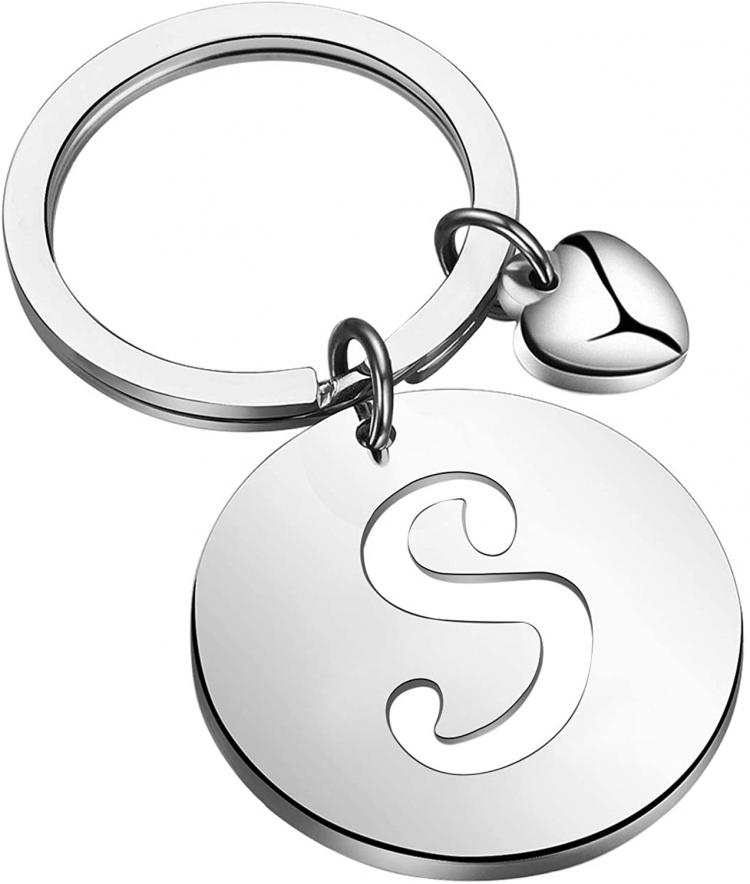 all in one place אביזרי נשים HOLLP Initial Disc Charm Keychain 26 Initial Letter Alphabet Key Ring A-Z Initial English Charm Keychain