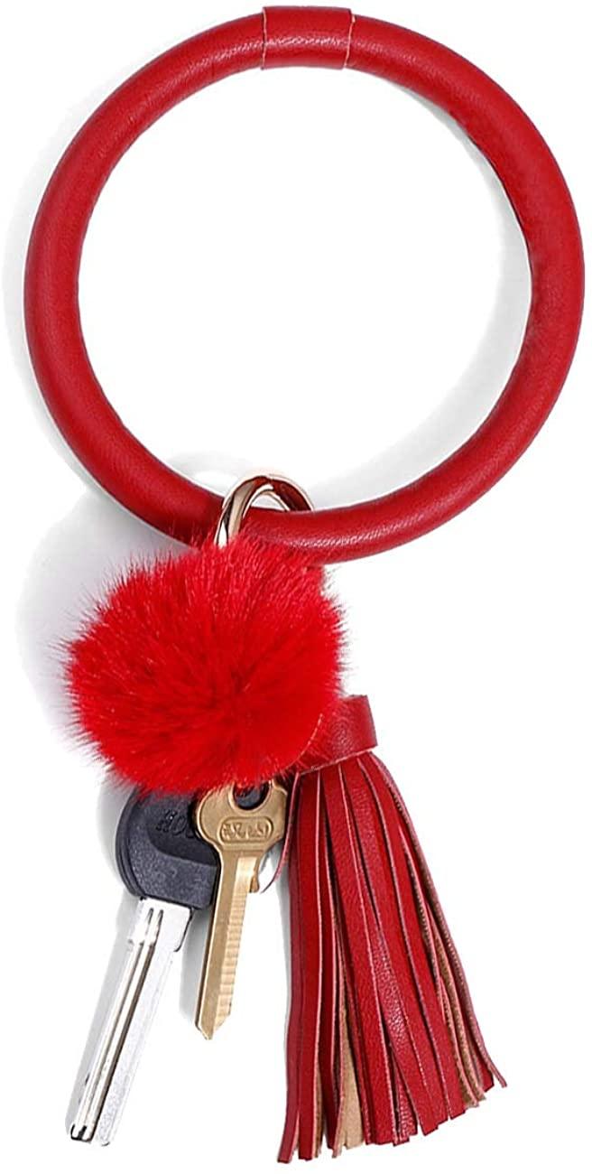 all in one place אביזרי נשים Keychain Bracelet Wristlet Key Holder Round Key Ring With Chain Bracelet Keychain with Big Tassel For Women Girls