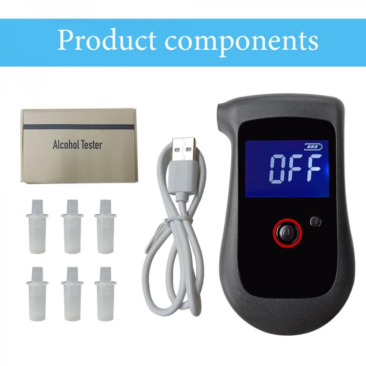 all in one place גאדג'טים Professional Alcohol Tester with USB Rechargeable Portable LCD Digital Display Breath Alcohol Tester and 5 Mouthpieces