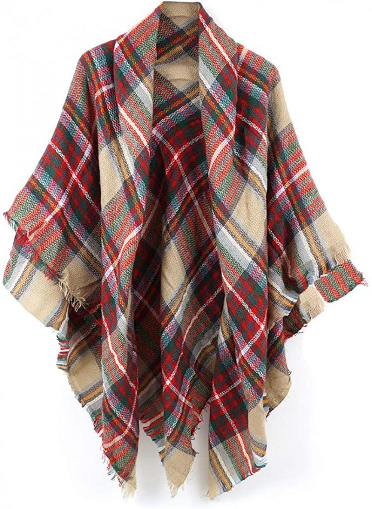 all in one place אביזרי נשים Women's Plaid Scarf Blanket Wrap Warm Tartan Checked Shawl Tartan Scarves Pashmina Cape