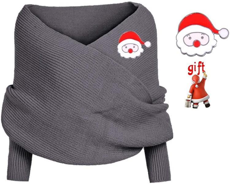 all in one place אביזרי נשים Women Knitted Wrap Scarf, Scarf Warm Knit Sweater Tops Scarf with Sleeve Wrap Scarf Shawl Scarves Scarf Cape Shawl