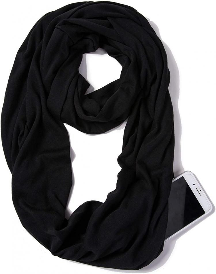 all in one place אביזרי נשים ELZAMA Infinity Loop Solid Color Scarf With Hidden Zipper Pocket For Women - Lightweight Travel Neck Wrap…