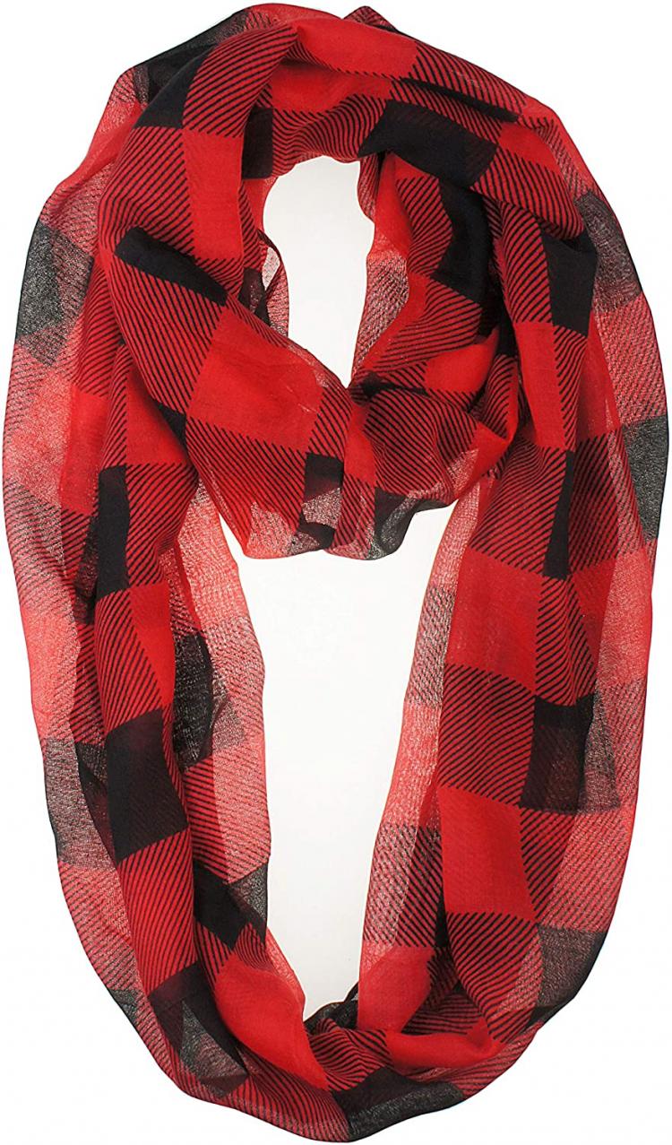 all in one place אביזרי נשים Vivian & Vincent Soft Light Plaid Check Sheer Scarf Shawl Wrap
