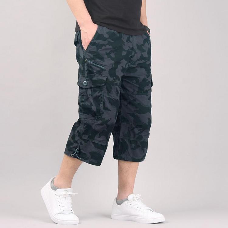 all in one place בגדי גברים Long Length Cargo Shorts Men Summer Casual Cotton Multi Pockets Hot Breeches Cropped Trousers Military Camouflage Shorts 5XL