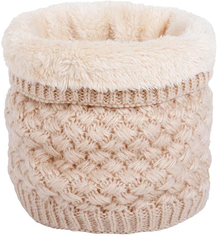 all in one place אביזרי נשים CRUOXIBB Women Winter Neck Warmer Gaiter Double-Layer Soft Fleece Lined Thick Knit Circle Scarf Windproof