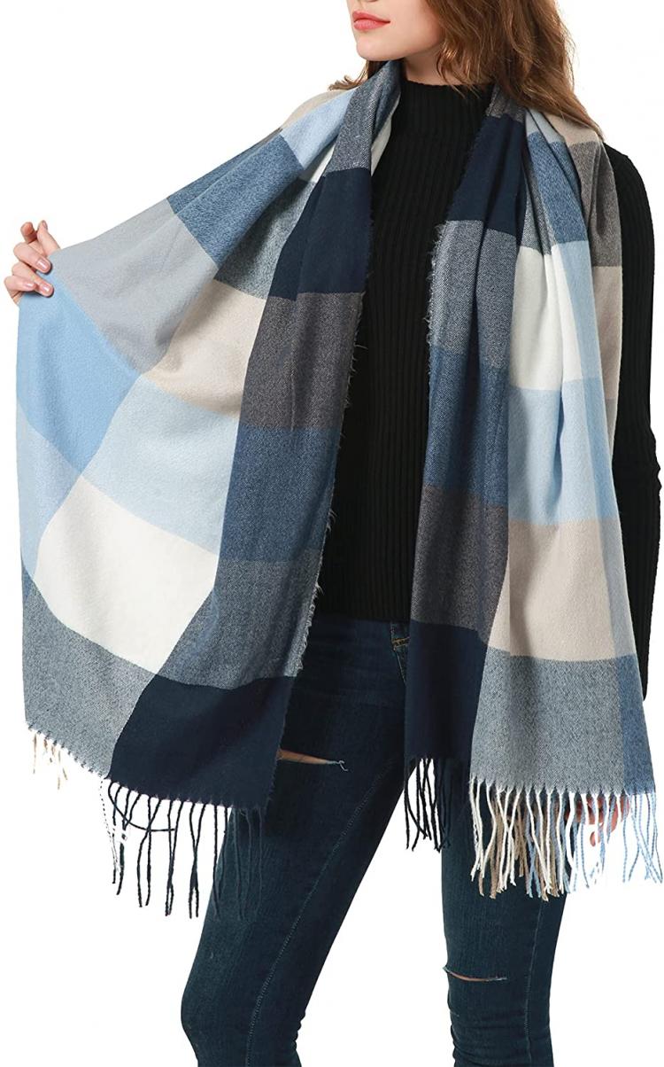 all in one place אביזרי נשים Women Scarf Cashmere Feel Shawl Warm Winter Pashmina Wrap Long Plaid Soft Thick Blanket Scarves