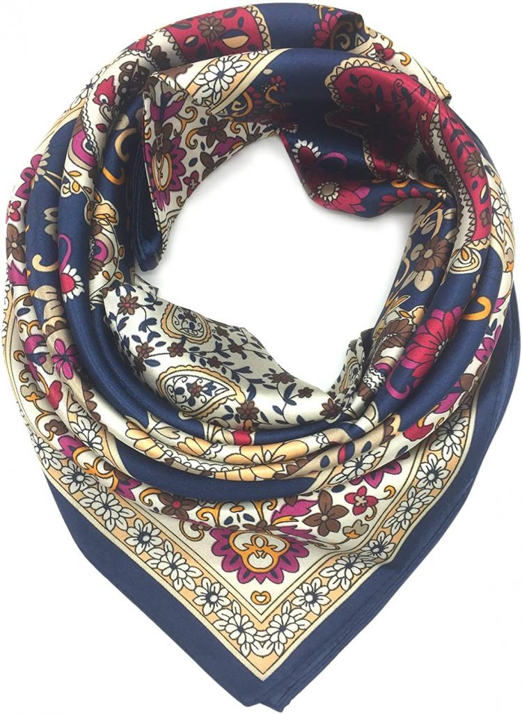all in one place אביזרי נשים YOUR SMILE Silk Like Scarf Women's Fashion Pattern Large Square Satin Headscarf Headdress