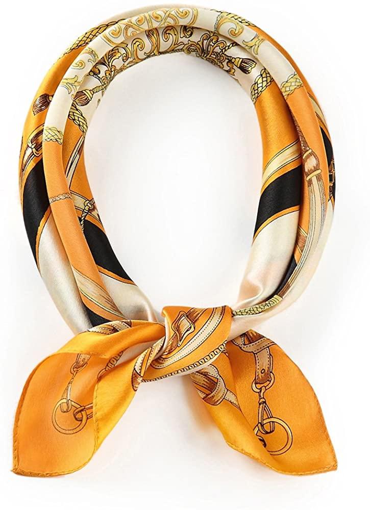 all in one place אביזרי נשים 100% Real Mulberry Silk Scarf -21'' x 21''- Lightweight Neckerchief –Women Men Small Square Digital Printed 