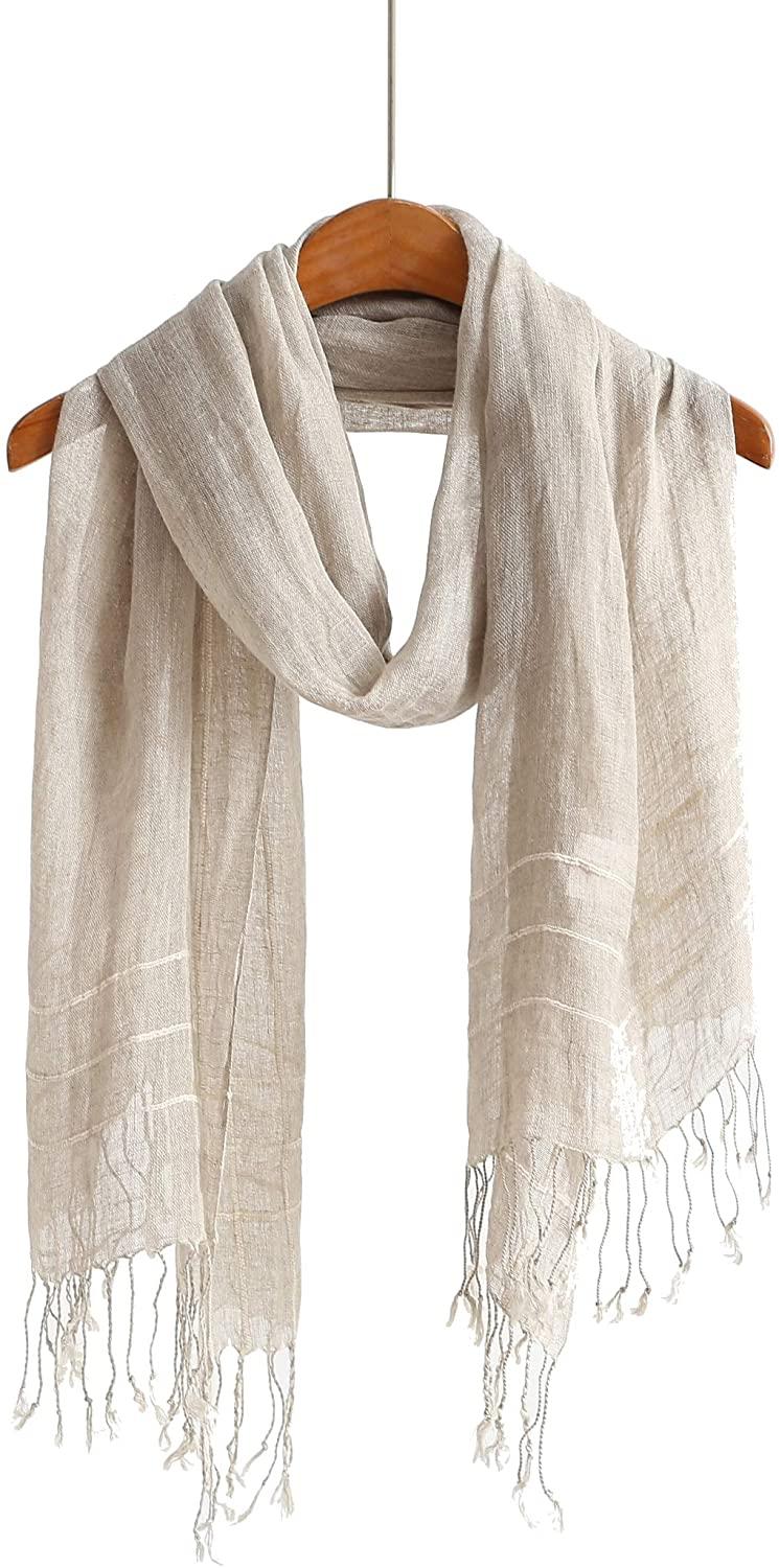 all in one place אביזרי נשים Jeelow Lightweight Summer Scarf Light Shawl Wrap Linen Feel Scarves For Men And Women