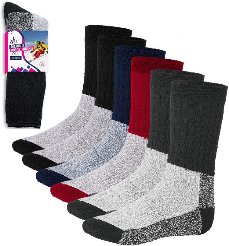 all in one place בגדי גברים 6 Pairs Merino Wool Thermal Socks Men and Women Warm Hiking Socks for Hunting Winter Ect