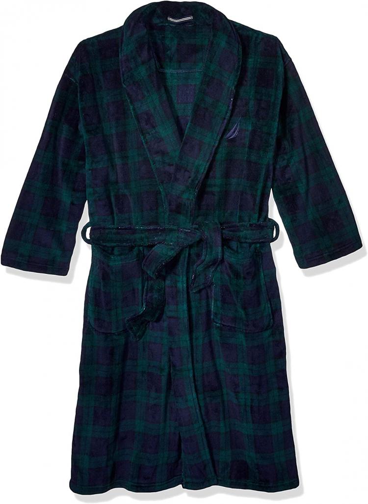 all in one place בגדי גברים Nautica Men's Long Sleeve Cozy Soft Plush Shawl Collar Robe