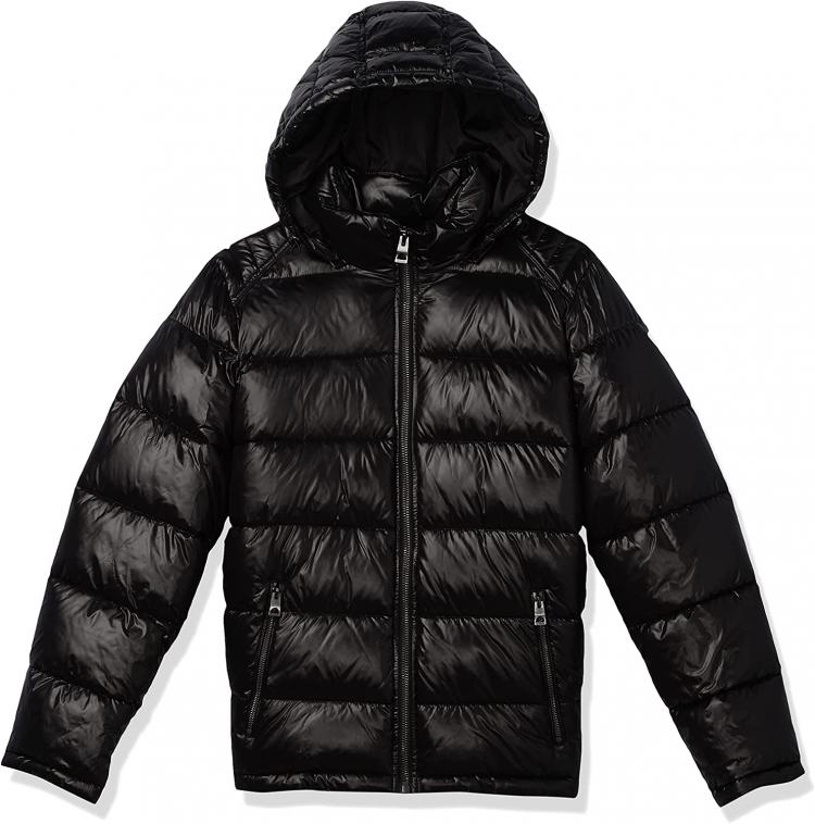 all in one place בגדי גברים GUESS mens Mid-weight Puffer Jacket With Removable Hood
