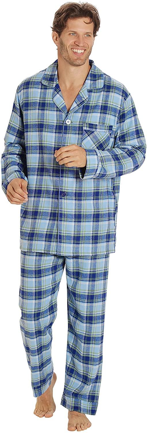 all in one place בגדי גברים EverDream Sleepwear Mens Flannel Pajamas, Long 100% Cotton Pj Set