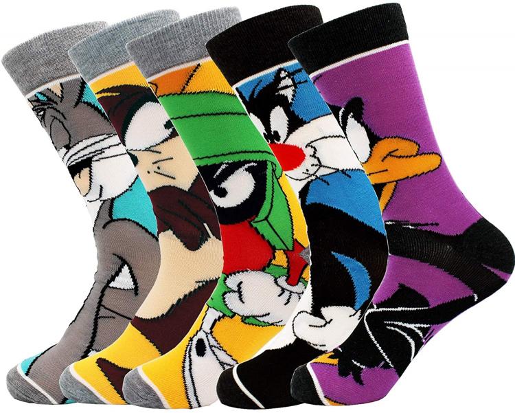 all in one place בגדי גברים Casual Patterned Crew Socks Pack(5 Pairs) Funny Crazy Novelty Comics Cotton Socks for Men Women
