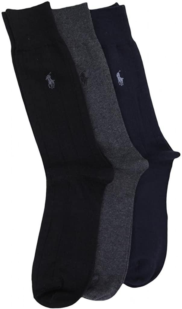 all in one place בגדי גברים Polo Ralph Lauren Men's 3 Pack Dress Socks Blue/Gray/Black 10-13
