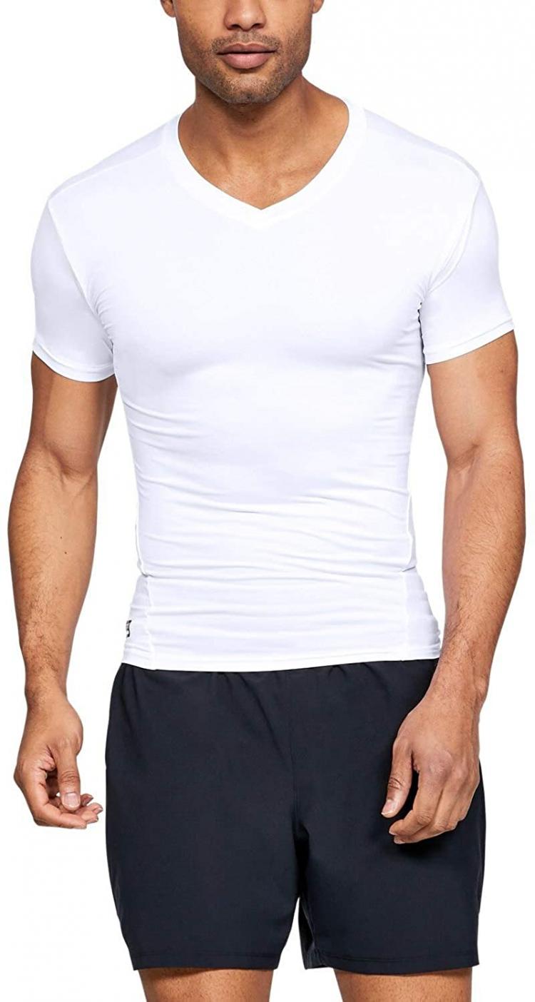 all in one place בגדי גברים Under Armour Men's HeatGear Tactical V-Neck Compression Short Sleeve T-Shirt