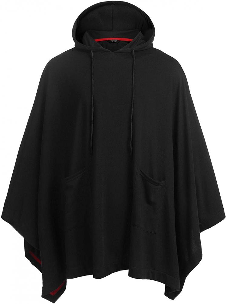 all in one place בגדי גברים COOFANDY Unisex Casual Hooded Poncho Cape Cloak Fashion Coat Hoodie Pullover with Pocket