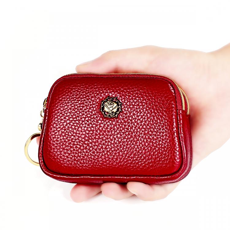 all in one place אביזרי גברים Fashion Genuine Leather Women Coin Purse Double Zipper Small Purse Wallet