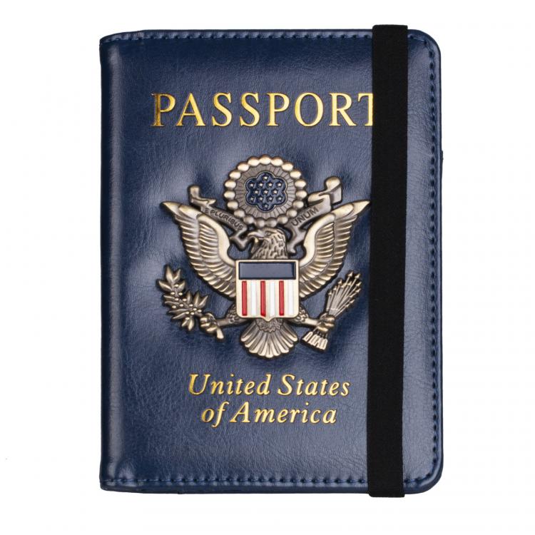 all in one place אביזרי גברים Trassory 2020 New Design USA United States America Leather Passport Holder RFID Blocking with Elastic Band
