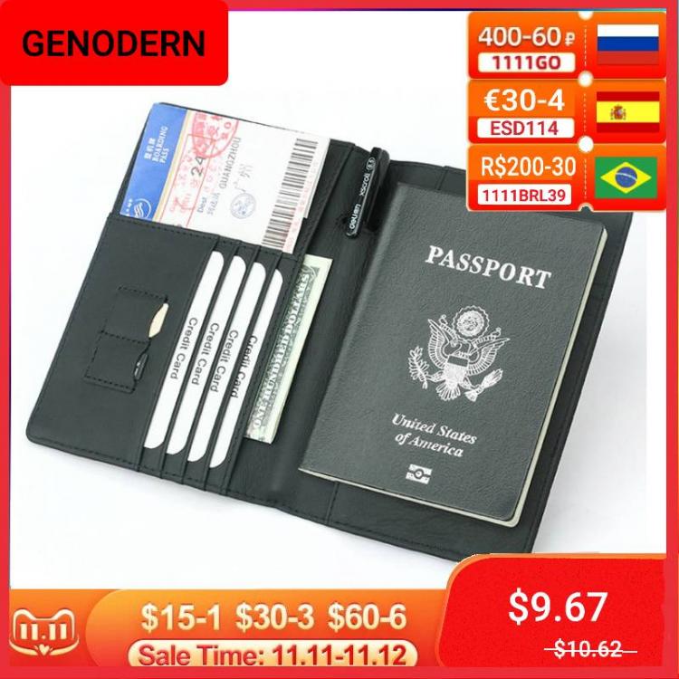all in one place אביזרי גברים Carbon Fiber Microfiber RFID Passport Cover Leather  Elastic Band Travel Document Wallet  ID Bag Passport Holder