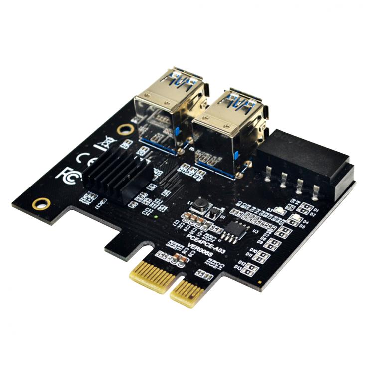 all in one place חומרה PCIE to PCIe Adapter PCI-Express 1x to 16x Mining Riser Card 1 to 4 USB3.0 Multiplier with/without Molex 4Pin Power Port for BTC