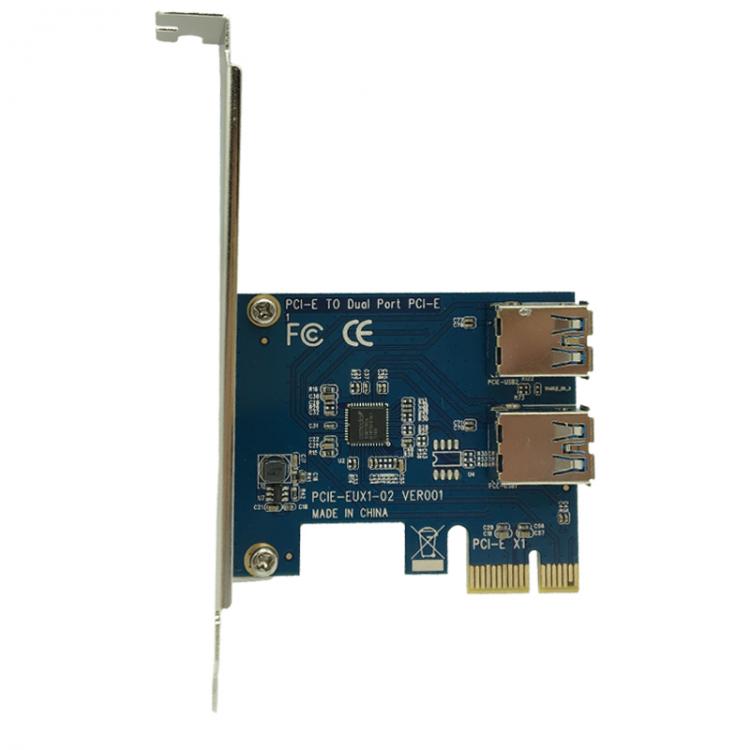 all in one place חומרה 2 Slots PCI-E 1 to 2 PCI Express 16X Slot External Riser Card Adapter Board PCIe Port Multiplier Card for Bitcoin Mining Machine